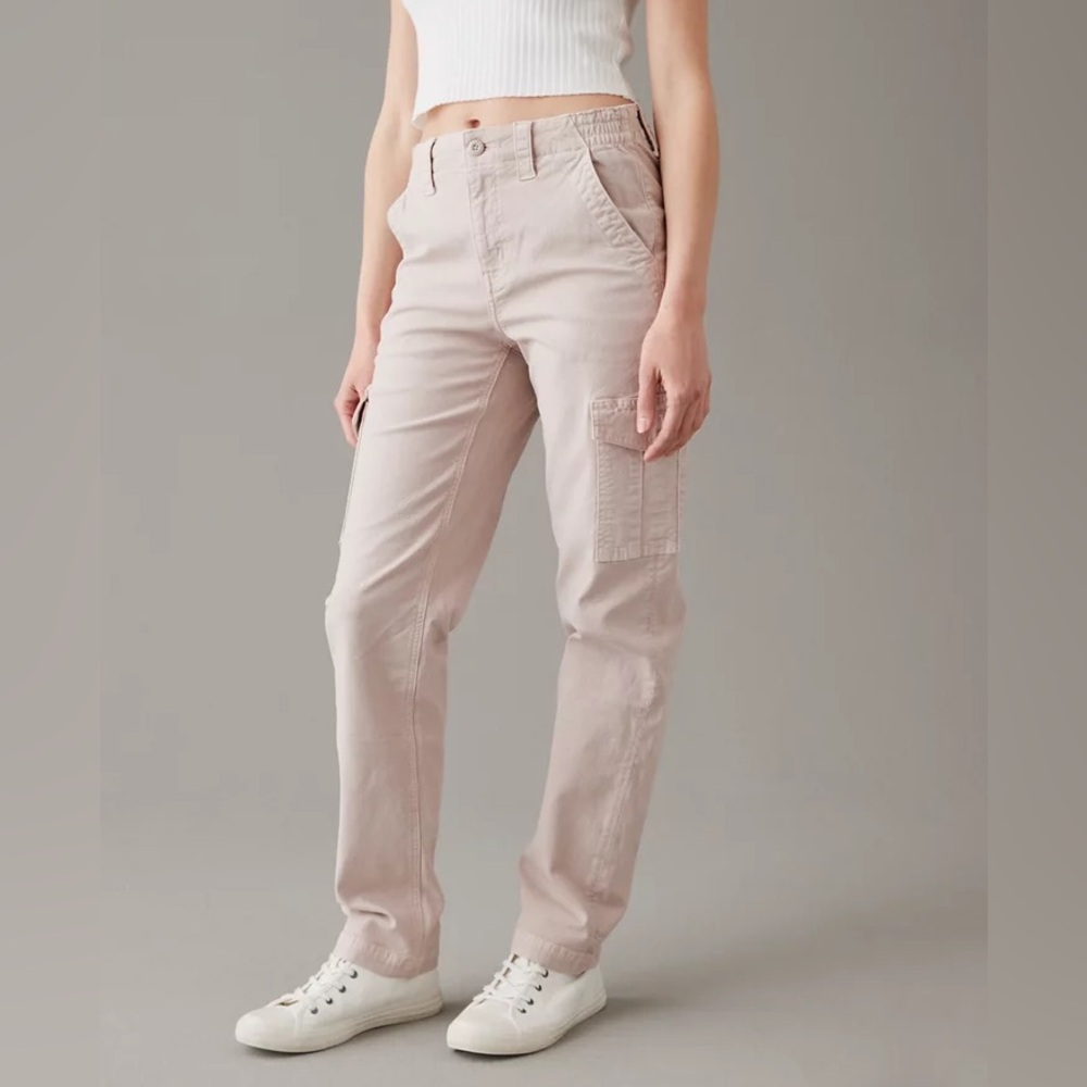 American Eagle Stretch Cargo Straight Pant Burnt Orange 8 Long
